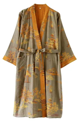 Produktbild von Baumwoll-Kimono-Morgenmantel für Herren mit Gürtel
