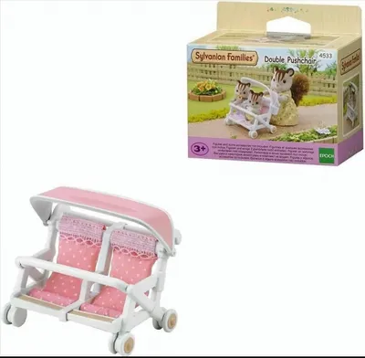 Produktbild von Sylvanian Families 4533 Zwillingskinderwagen - Puppenhaus Puppen Zubehör