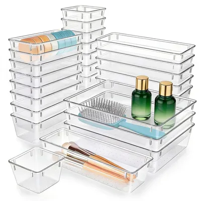 Schubladen-Organizer-Set, 25-teilig, transparent, 4 Größen