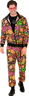Produktbild von 80er Jahre Hippie Trainingsanzug Gr. S-XXL – Uni - Peace XXL - ab 190cm