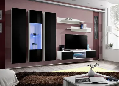 Image de Meuble mural blanc style moderne design buffet meuble TV bois armoire murale neuf