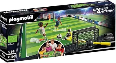 Imagen del producto de Deportes y Acción 71120: Mini estadio de fútbol, futbolín para niños: 2 porteros, 2 futbolistas con función de patada, 3 pelotas de fútbol, juguete para niños a partir de 5 años