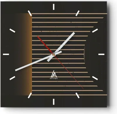 Produktbild von Wanduhr - Quadrat - Glasuhr - Modern Schwarz Gelb - 30x30cm - Schleichendes Uhrwerk - Lautlos - zum Aufhängen bereit - Dekoration Modern - Wanddekoration aus Glas - C3AC30x30-4719