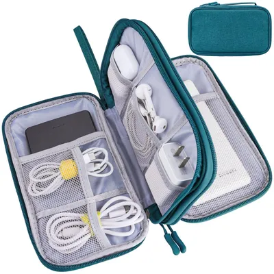Zdjęcie produktu dla Organizer na kable - Organizer elektroniki - 21,6 x 12,7 x 4,9 cm - Ciemnozielony - Do podróży