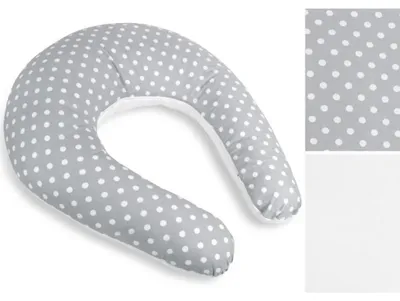 Immagine prodotto di Copertura per cuscino allattamento con zip - 180 cm, bordo: Grigio, Bianco