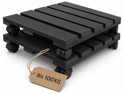 Produktbild von YARDIN 2 Stück WPC Pflanzenroller 30x30 cm Quadratisch Anthrazit Blumentopfroller 360° Lenkrollen Blumentopfuntersetzer Garten Terrasse Balkon Gartenzubehör, KI-generiertes Bild