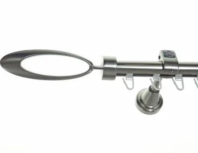 Produktbild von Innenlauf Edelstahl Look Gardinenstange 20mm Wandträger 1-läufig, Länge wählbar H50 E85 I