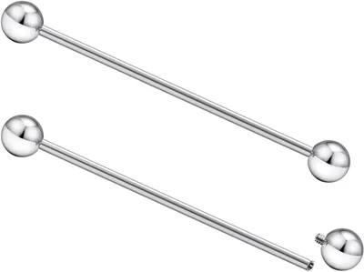 Productafbeelding van Industriële Piercing Sieraden - Oorbel Barbell - Persoonlijke Stijl - Hypoallergeen Titanium - 35-40mm Lengte - Zilverkleurig
