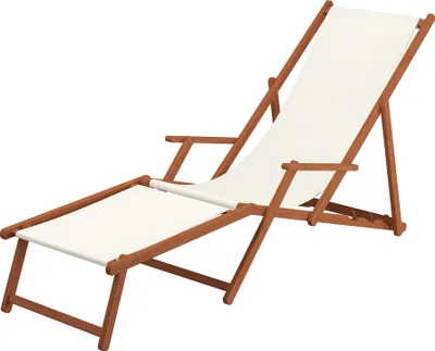 Produktbild von Sonnenliege weiß Liegestuhl Fußablage Gartenliege Holz Deckchair Strandstuhl Gartenmöbel 10-303 F