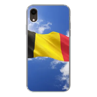Produktbild von MuchoWow® Handyhülle Schutzhülle Hülle für iPhone XR Die Flagge Belgiens weht am Himmel Silikon Softcase Handy Hülle - Schutzdeckel