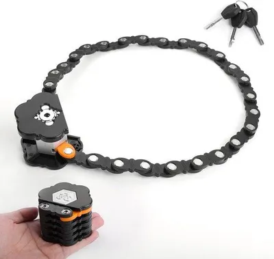 Zdjęcie produktu dla Łańcuch antykradzieżowy do roweru górskiego – składany – 78 cm – z uchwytem