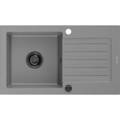 Obrázek produktu pro Mexen Pablo 1-miskový granitový dřez s odkapávačem 752 x 436 mm, Šedá, sifon Černá - 6510751010-71-B