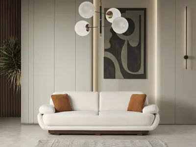 Produktbild von Wohnzimmer Sofa 3 Sitzer Design Textil Einrichtung Dreisitzer Sofa Couch Weiß