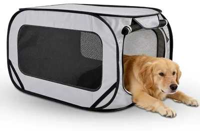 Produktbild von Omgoods – Tragbarer Welpenstall für Hunde, Katzen und Kaninchen, Grau