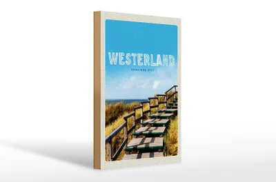 Produktbild von Holzschild Reise 20x30cm Westerland Gehweg am Strand Meer