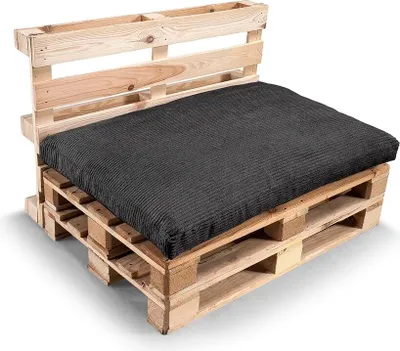 Obrázek produktu pro Polštář z palet, polštář na zahradní pohovku, sedací polštář, zádový polštář, PWL (sedací polštář 120x80, černý)