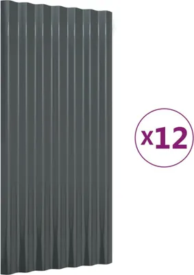 Produktbild von vidaXL Dachpaneele 12 Stk Verzinkter Stahl Anthrazit 80x36 cm