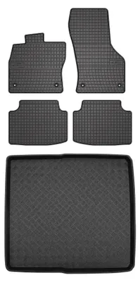 Zdjęcie produktu dla Dywaniki gumowe + mata bagażnika do Volkswagen Passat B8 2015- (kombi, z kołem zapasowym) – czarne, dopasowane – Wielganizator SolidPRO