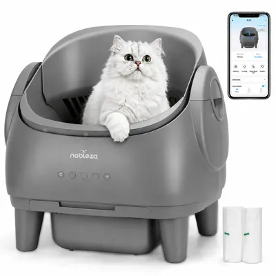 Produktbild von Nobleza Katzentoilette Selbstreinigende Katzentoilette, App-Steuerung,großes Katzenklo für Katzen von 1‑15 kg, mehrere Sicherheitssensoren, KI-generiertes Bild