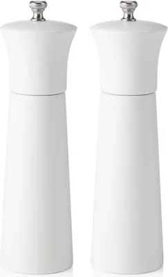 Produktbild von Salzmühle und Pfeffermühle weiß matt, 20 cm, Gummibaumholz, Novel Mill 2 tlg.