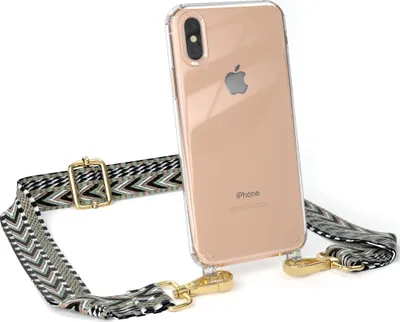Produktbild von EAZY CASE Handykette - Verstellbarer Trageriemen kompatibel mit Apple iPhone XS Max, Handykordel mit transparenter Silikon-Hülle, Band in Grün