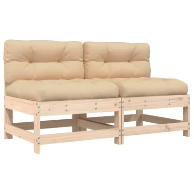 Produktbild von vidaXL Mittelsofas mit Kissen 2 Stk. Massivholz Kiefer