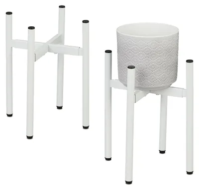 Produktbild von Pflanzenständer, 2er-Set, verstellbare Breite, BxT: 26x26-37x37 cm, Blumentopfständer aus Metall, für den Innenbereich, weiß