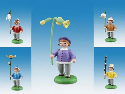 Produktbild von Holzfigur Frühlingsblumenkinder 5-tlg bunt Höhe 7cm NEU