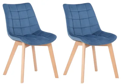 Produktbild von CLP 2er Esszimmerstühle Passaic Samt gesteppt blau