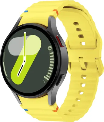 Produktbild von Strap-it Silicone Wave Armband - Geeignet für Samsung Galaxy Watch 7 (40 & 44mm) / Galaxy Watch 6 (Classic) / Galaxy Watch 5 (Pro) / Galaxy Watch 4 (Classic) - hellgelb