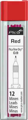 Immagine prodotto di Pica 7031 Pica Fine Dry 7031 Ersatzminen für Tieflochmarker-Bleistift rot 0,9 mm, 12 St.