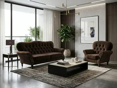 Produktbild von Graues Wohnzimmer-Set 3-Sitzer-Sofa Sessel Polstermöbel für das Wohnzimmer