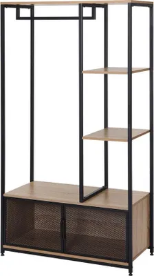 Image de Armoire en bois - penderie et tiroirs - grand espace de rangement - bois clair - 90 x 40 x 167 cm
