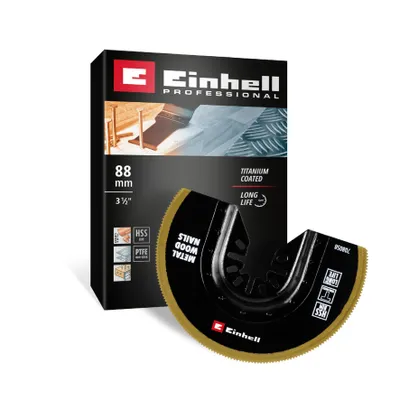 Produktbild von Original Einhell Bi-Metall Tauchsägeblatt Titanbeschichtet (Ø 88 mm Breite, PTFE-Finishing, Metallverzahnung, Schnellwechselfunktion, geeignet für Multitools)