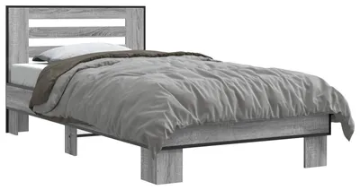 Produktbild von vidaXL Bettgestell mit Kopfteil Grau Sonoma 80 x 200 cm Holzwerkstoff