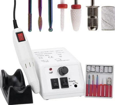 Zdjęcie produktu dla Frezarka do manicure 15W z kompletem frezów biała white DM298 20 000 obrotów
