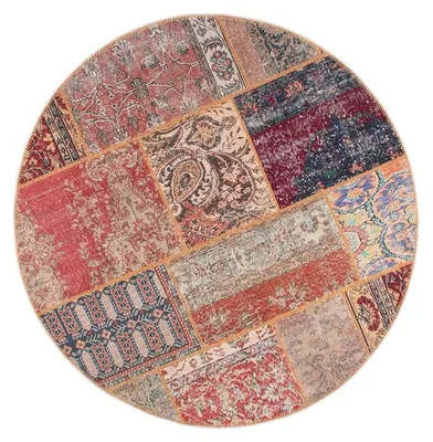 Produktbild von Teppich Patchwork Rund - Moods Rot No.16
