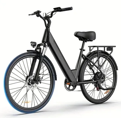 Image de Vélo électrique - E26 - Roues de 66 cm - Batterie au lithium 36 V - Moteur sans balais de 250 W - Autonomie de plus de 60 km - Vitesse maximale de 25 km/h - Noir