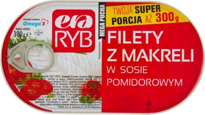 Zdjęcie produktu dla ERA RYB Filety z makreli w sosie pomidorowym EO 300 g