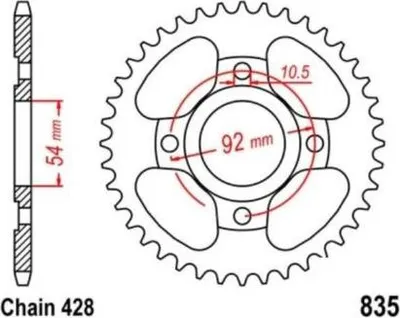 Produktbild von Kettenrad 49 Z Teilung 428 für YAMAHA SR 185 81-82   Rear sprock
