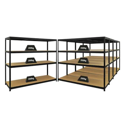 Produktbild von Mega Deal | 5x Schwerlastregal Giant Elephant | HxBxT 160x180x60cm | Fachlast 200kg | Schwarz