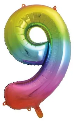 Produktbild von Folienballon Zahl 9 bunt regenbogen