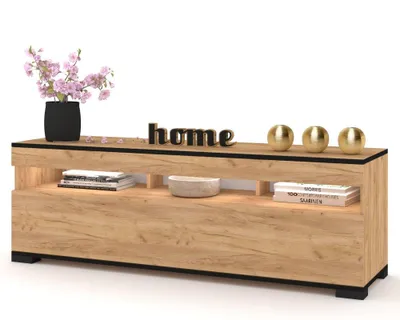 Produktbild von Fernsehschrank TV-Lowboard PLAY STEHEND Mit LED Craft Eiche mit schwarzem Rand/Craft Eiche 140cm