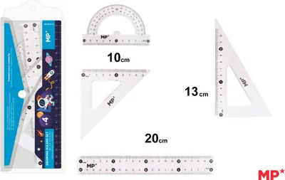Produktbild von Geometrieset „Kosmos“ im Etui: Lineal, Geodreiecke und Winkelmesser