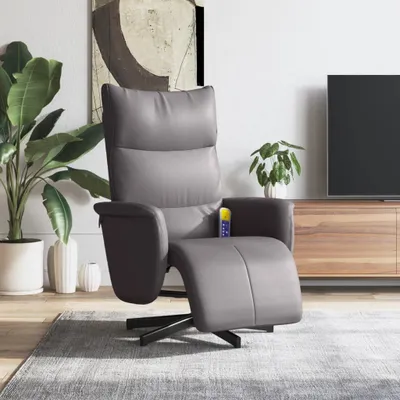 Produktbild von "2026 Promotion" Massagesessel mit Fußteil - Fernsehsesel - Grau Kunstleder - Couchsessel CC21646