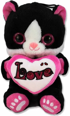 Produktbild von Schwarze Katze mit Glitzer Herz "Love" - ca. 20 cm