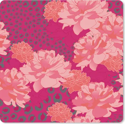 Produktbild von MuchoWow® Mauspad Mousepad Leopard - Tiermuster - Pfingstrose - Muster 20x20 cm - Mousepads - Maus Mat - Pad - Mausunterlage - Desk Mat - Bureauartikeln