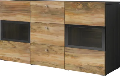 Zdjęcie produktu dla Komoda BAROS 2D3S 132cm orzech/czarna