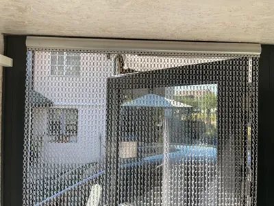 Imagen del producto de Puerta mosquitera con cortina de cadena, aluminio, 100x210 cm, protección contra insectos para puertas