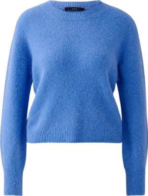 Produktbild von Oui Damen Pullover Blau Größe 38, Rundhals, Ballonärmel, verkürzt, Alpaka-Mischung, nahtlos